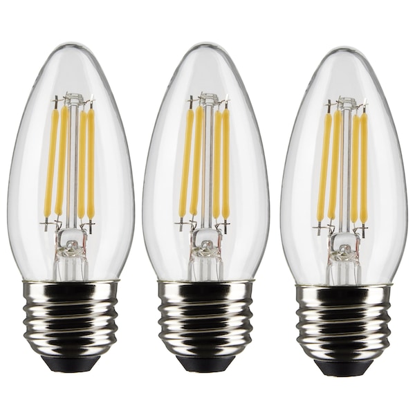 4 Watt B11 LED Lamp, Clear, Medium Base, 90 CRI, 3000K, 120 Volts, 3PK